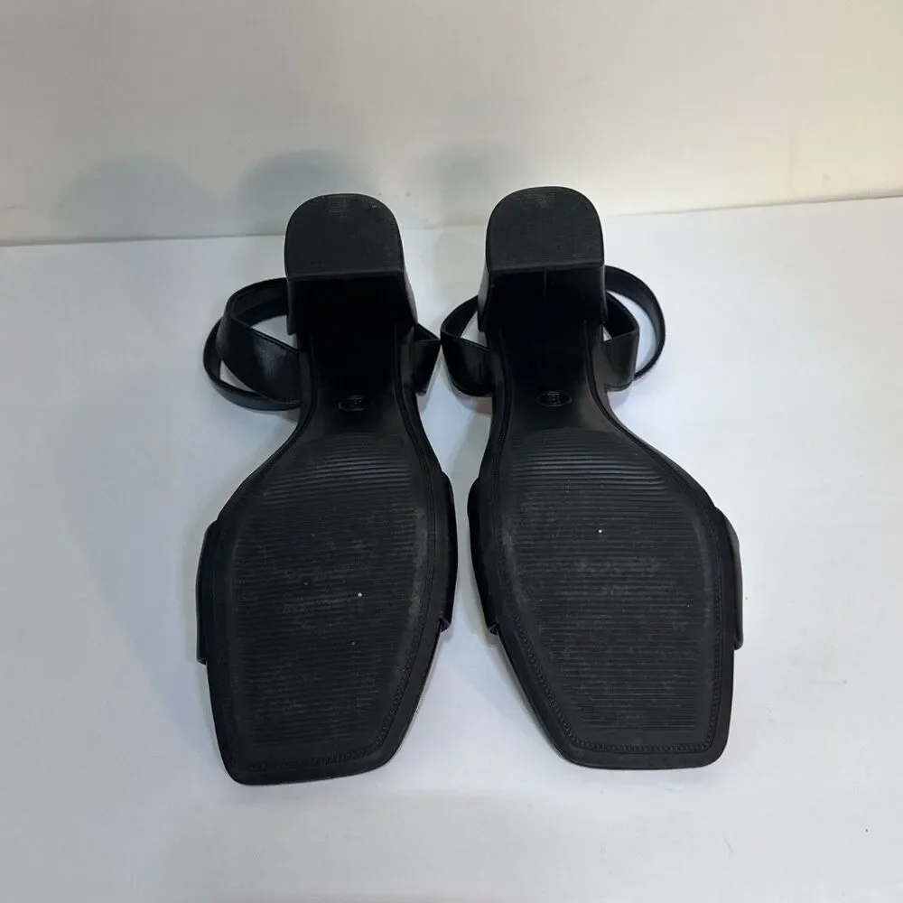 A New Day Women's Black Block 4” Heel Ankle Strap Sandals Size 9 M